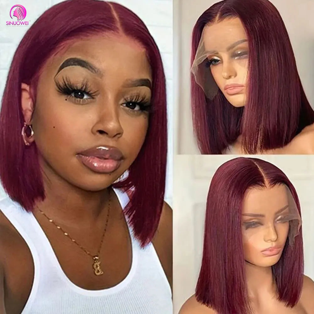"Ginger Orange Highlight Straight Bob Wig" – Perruque en Dentelle Suisse avec Effet Ombre Subtil