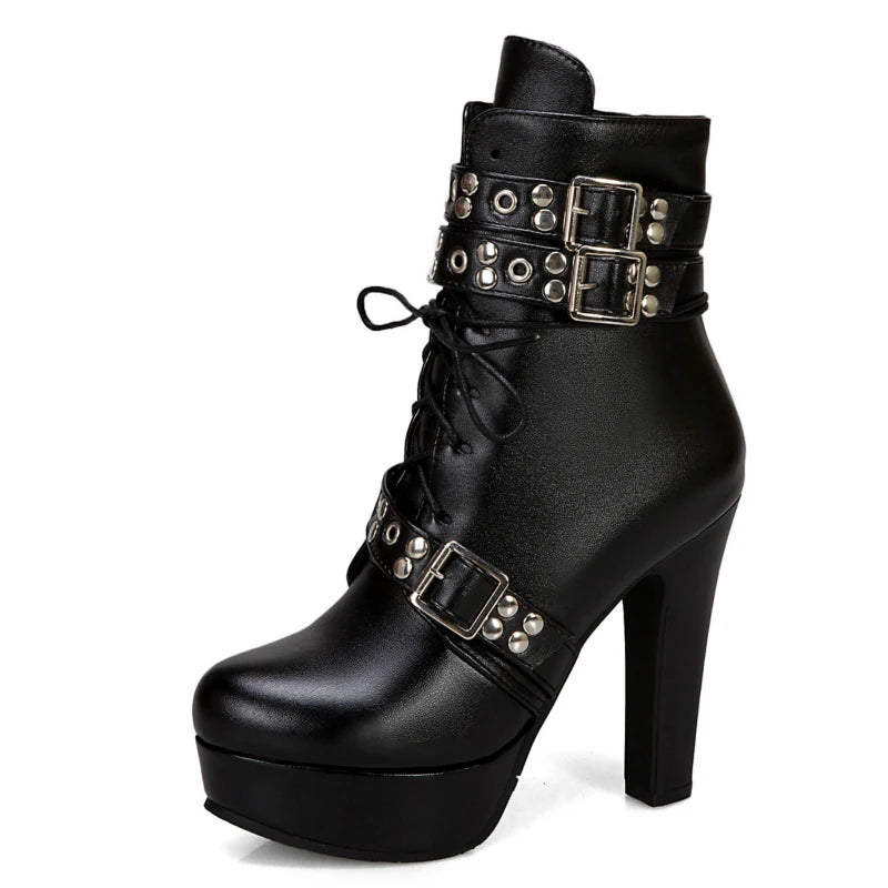"Bold Steps – Bottines à Talon Carré avec Lacets"