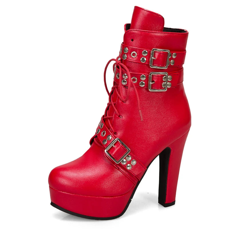 "Bold Steps – Bottines à Talon Carré avec Lacets"