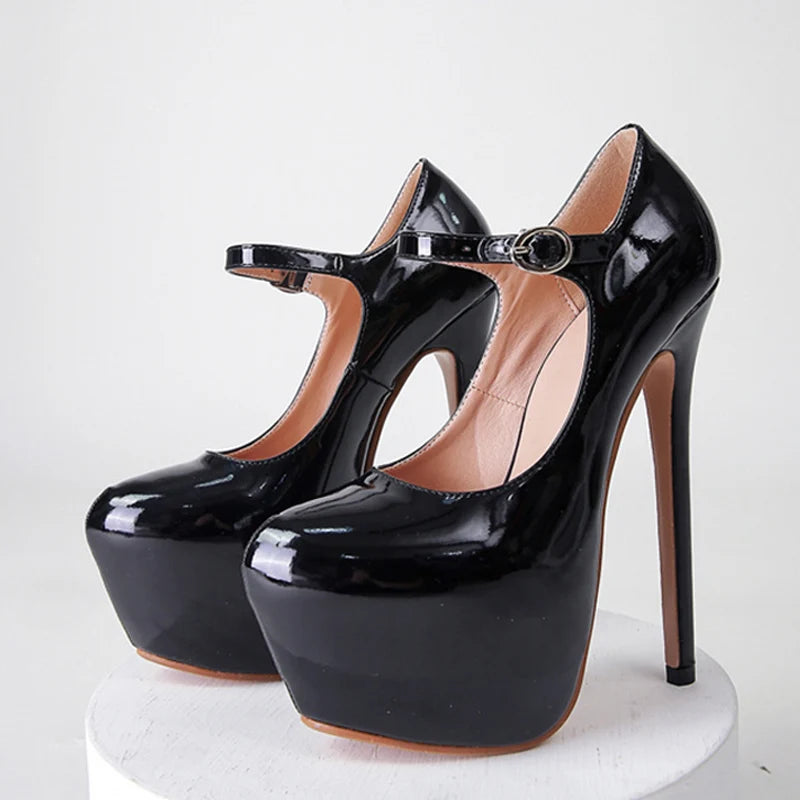 "17cm Red Platform Patent Pumps" – Escarpins Sexy à Talon Ultra Haut avec Bride