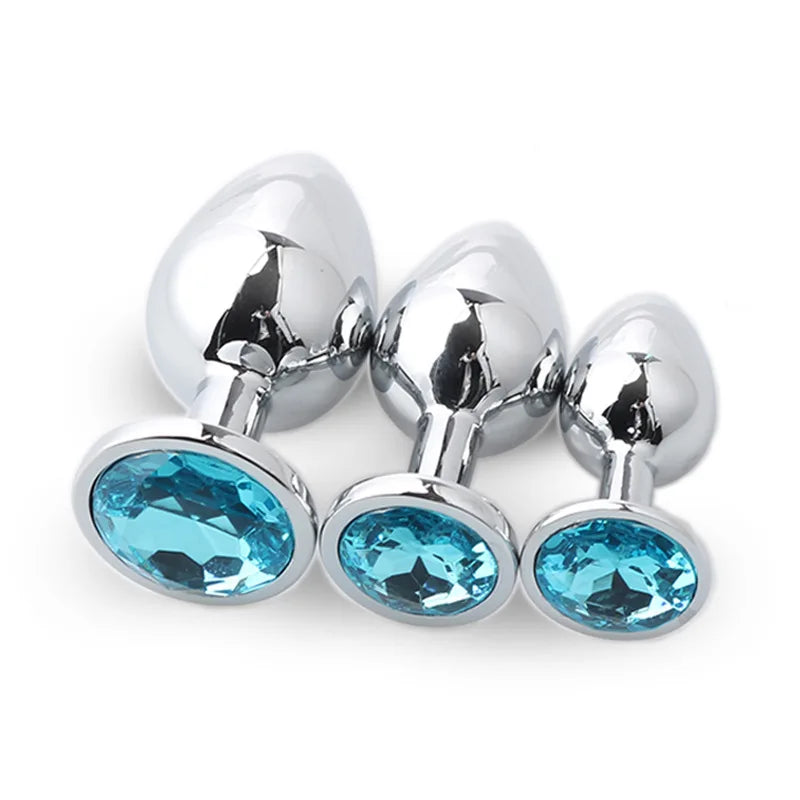 "3-Piece Diamond Metal Anal Plug Set" – Jeu de Plugs Anaux Élégants S/M/L pour Adultes Curieux