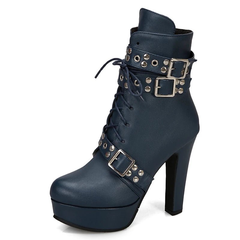 "Bold Steps – Bottines à Talon Carré avec Lacets"