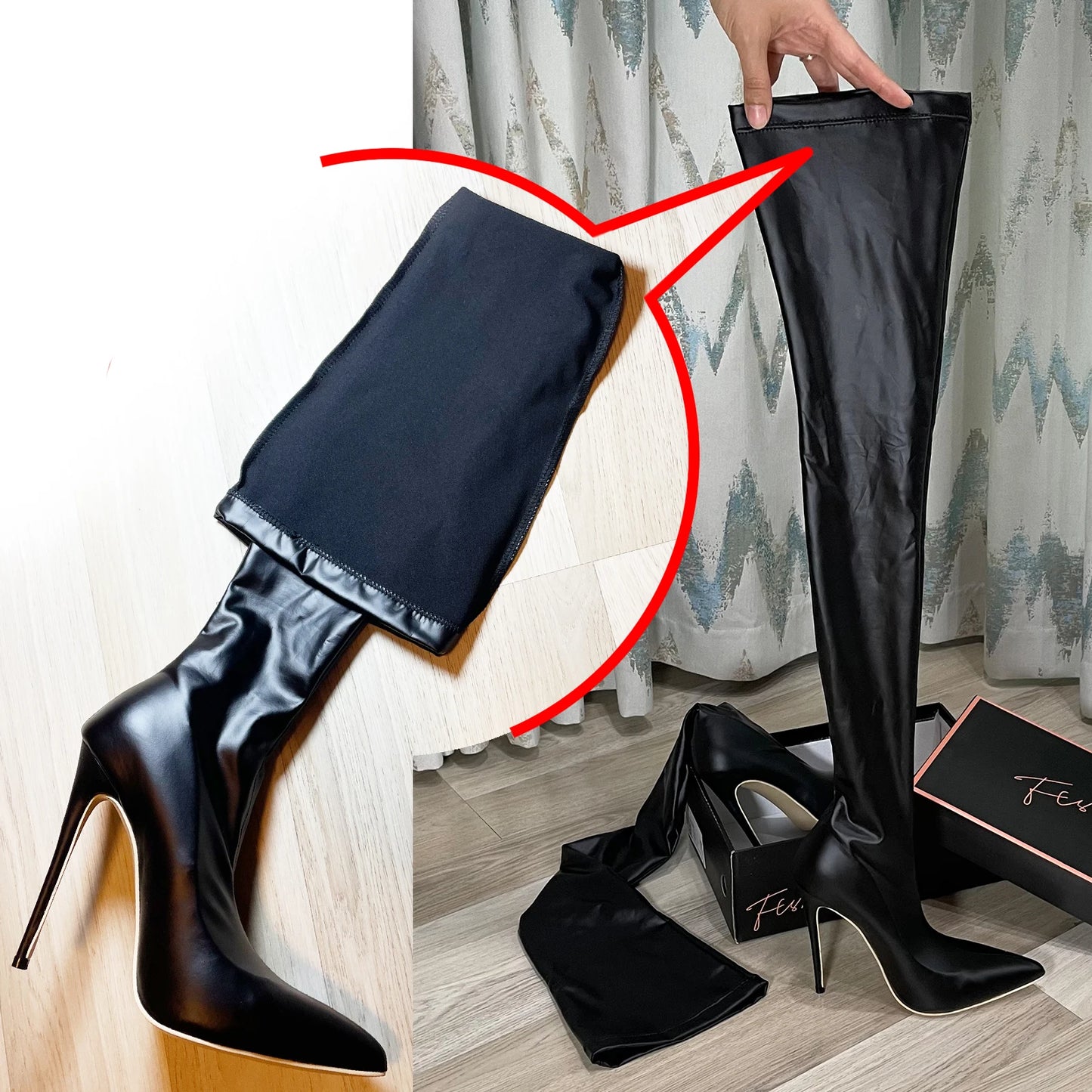 Night Siren – Cuissardes Wet Look à Talon Aiguille Ultra Haut"