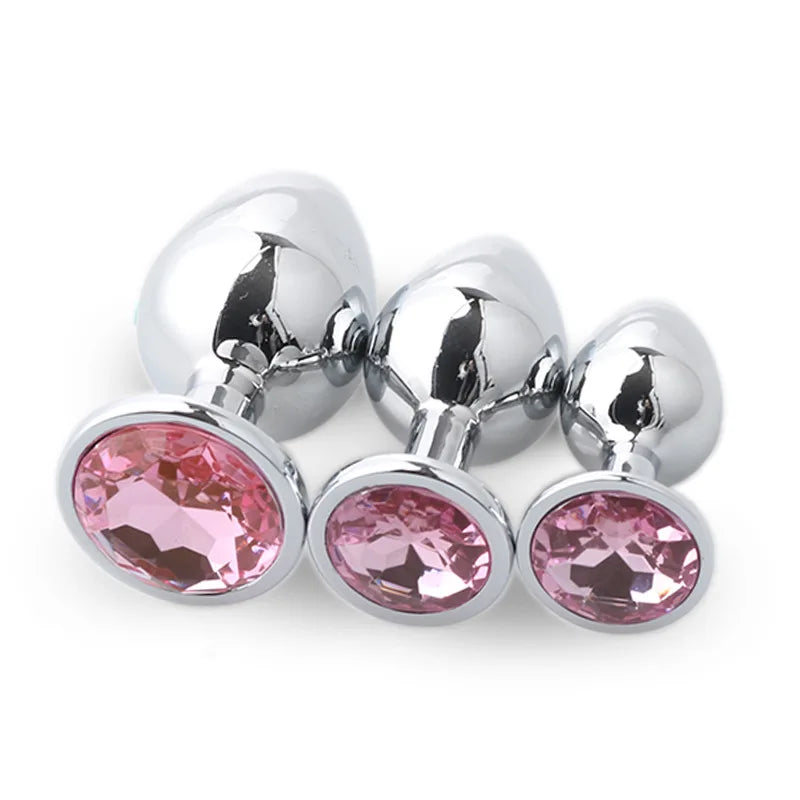 "3-Piece Diamond Metal Anal Plug Set" – Jeu de Plugs Anaux Élégants S/M/L pour Adultes Curieux