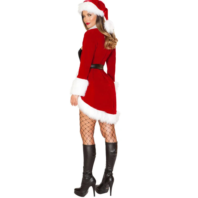 "Santa Baby Glow" – Costume Sexy de Noël en Velours Rouge