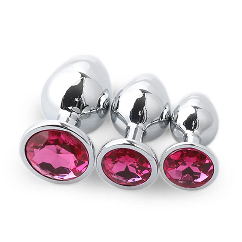 "3-Piece Diamond Metal Anal Plug Set" – Jeu de Plugs Anaux Élégants S/M/L pour Adultes Curieux
