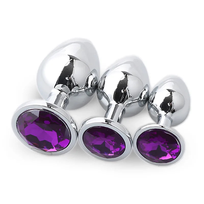 "3-Piece Diamond Metal Anal Plug Set" – Jeu de Plugs Anaux Élégants S/M/L pour Adultes Curieux
