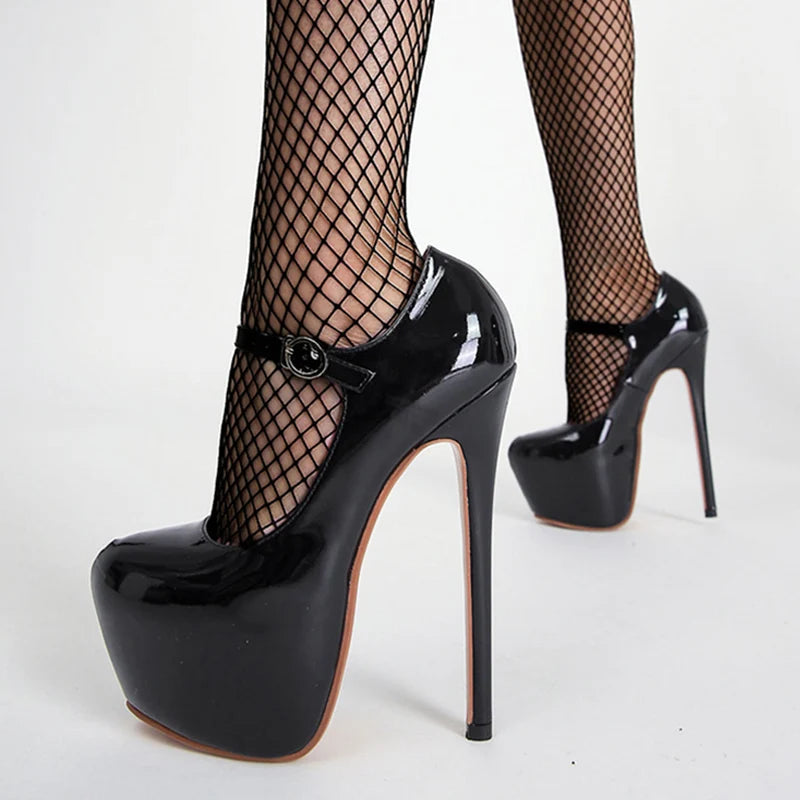 "17cm Red Platform Patent Pumps" – Escarpins Sexy à Talon Ultra Haut avec Bride