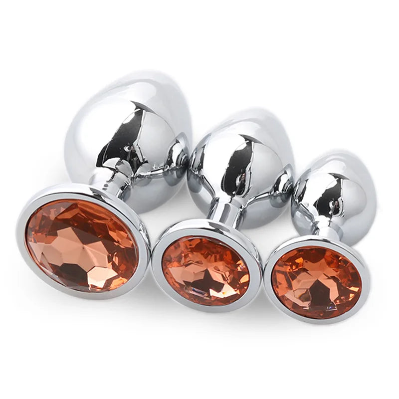 "3-Piece Diamond Metal Anal Plug Set" – Jeu de Plugs Anaux Élégants S/M/L pour Adultes Curieux