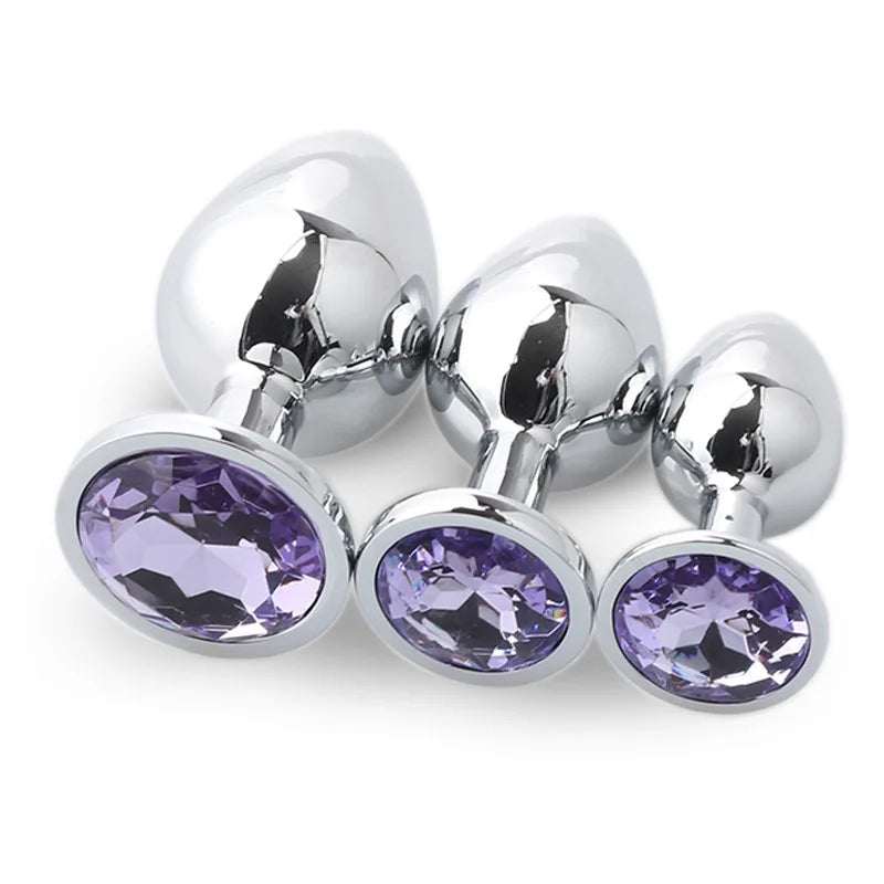 "3-Piece Diamond Metal Anal Plug Set" – Jeu de Plugs Anaux Élégants S/M/L pour Adultes Curieux