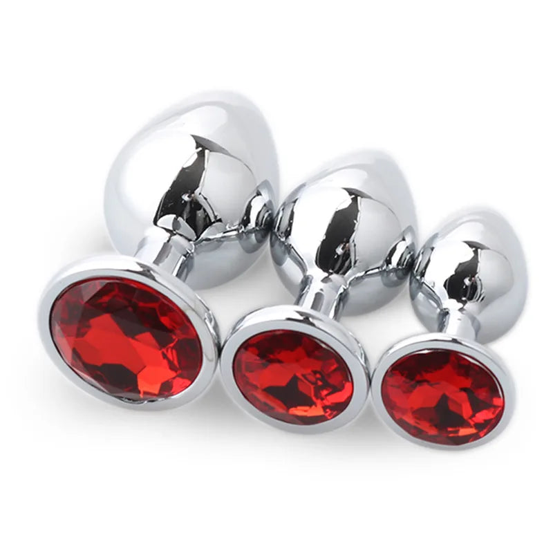 "3-Piece Diamond Metal Anal Plug Set" – Jeu de Plugs Anaux Élégants S/M/L pour Adultes Curieux