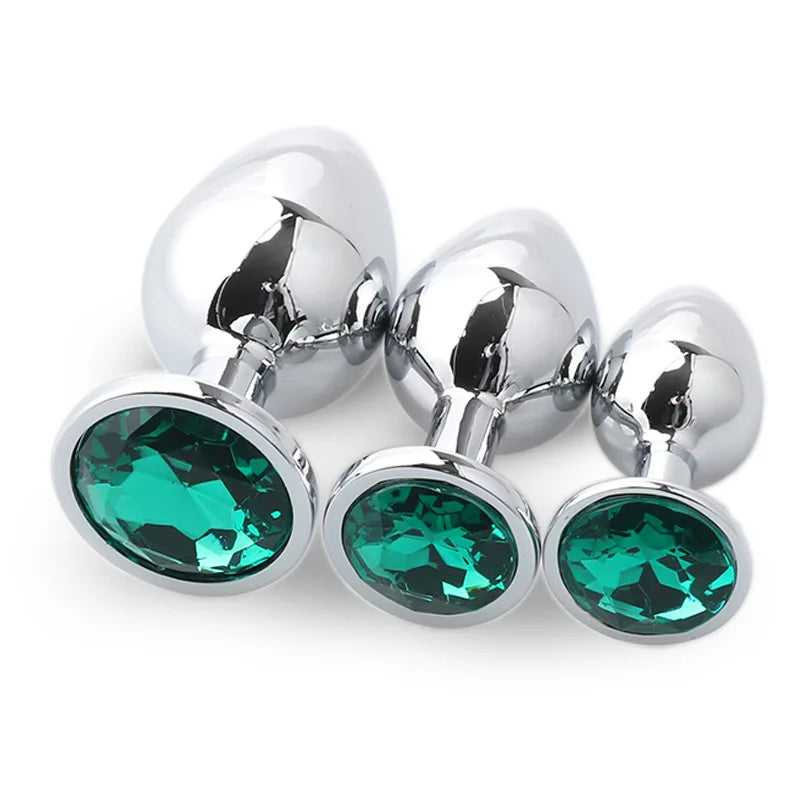 "3-Piece Diamond Metal Anal Plug Set" – Jeu de Plugs Anaux Élégants S/M/L pour Adultes Curieux