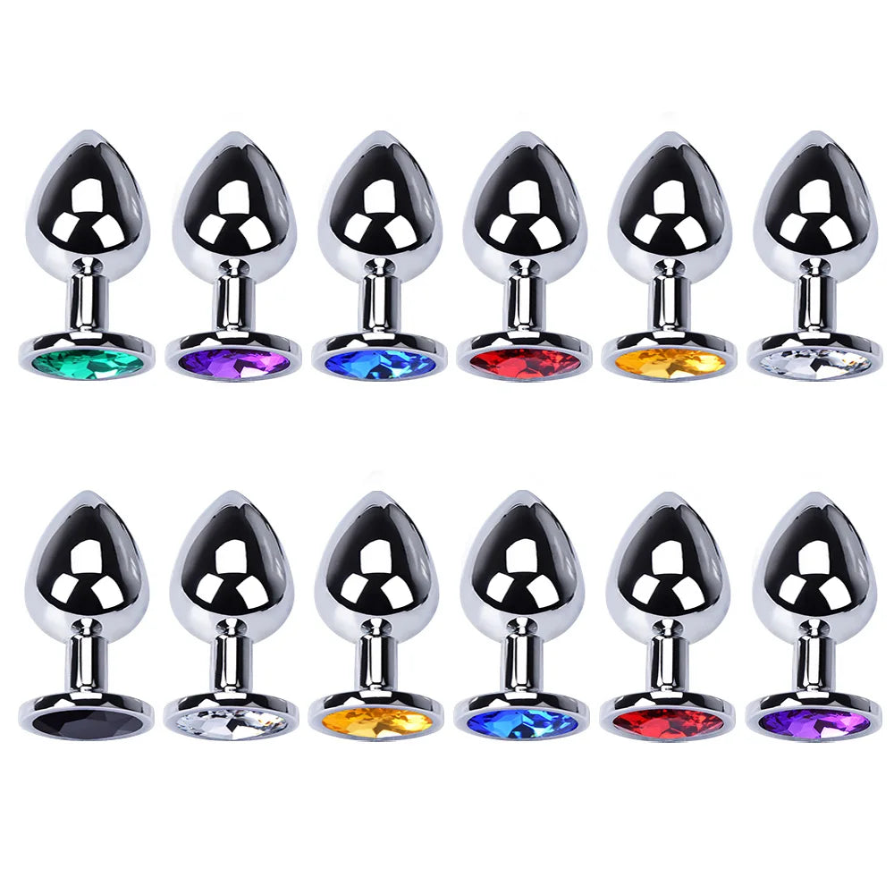 "3-Piece Diamond Metal Anal Plug Set" – Jeu de Plugs Anaux Élégants S/M/L pour Adultes Curieux