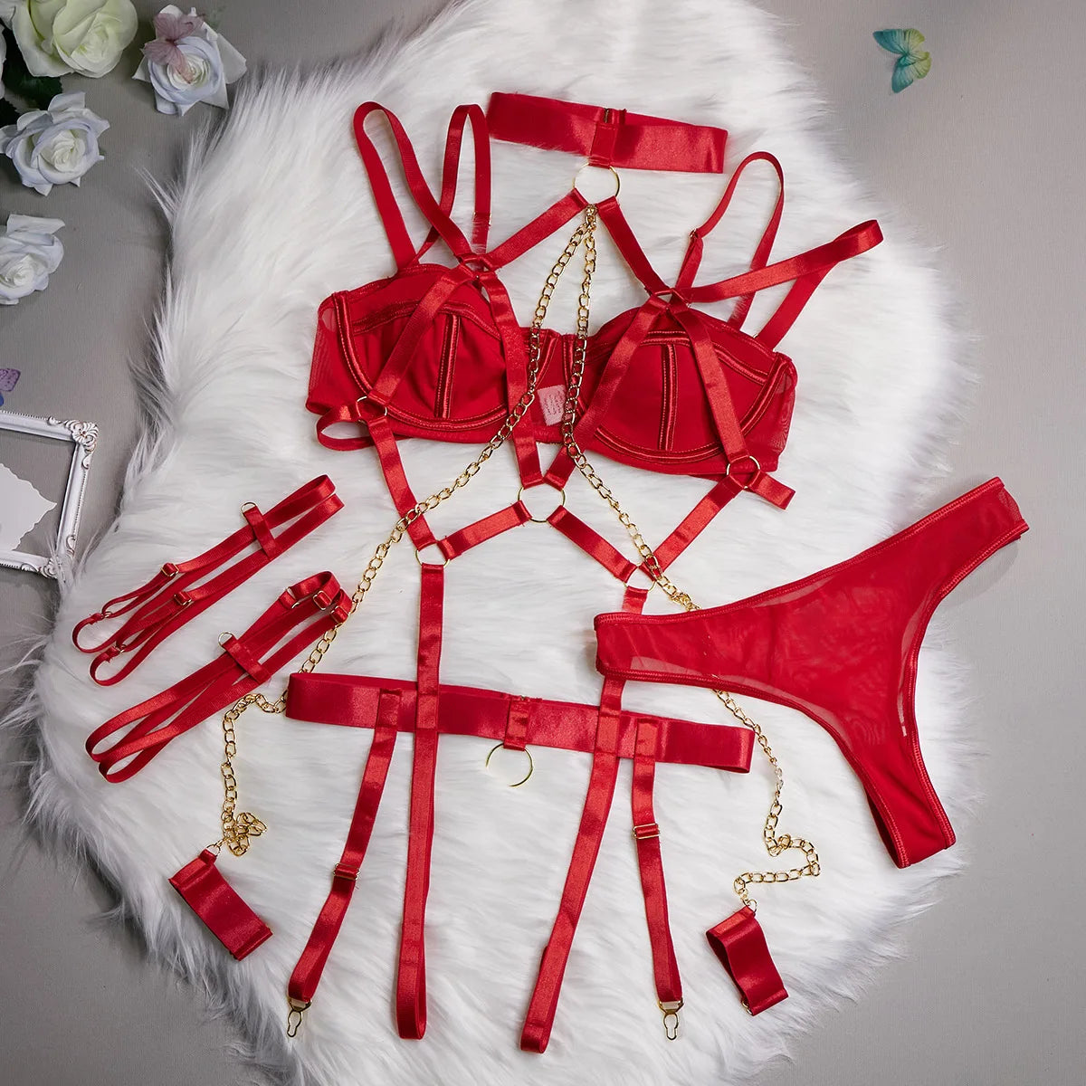"Obsession Chain" – Ensemble Bondage Érotique 4 Pièces