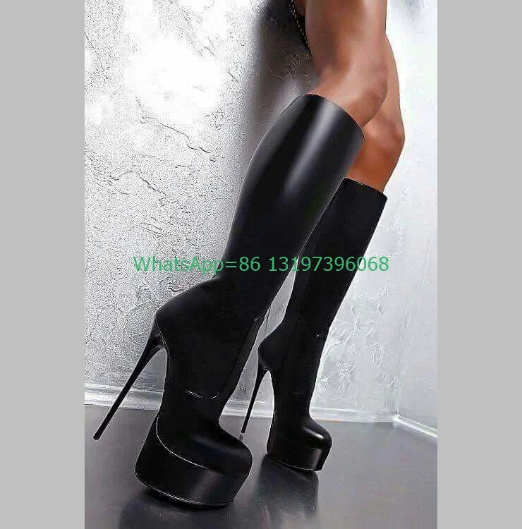"Crimson Dusk – Bottes PU Métalliques Plateforme Ultra Haute"