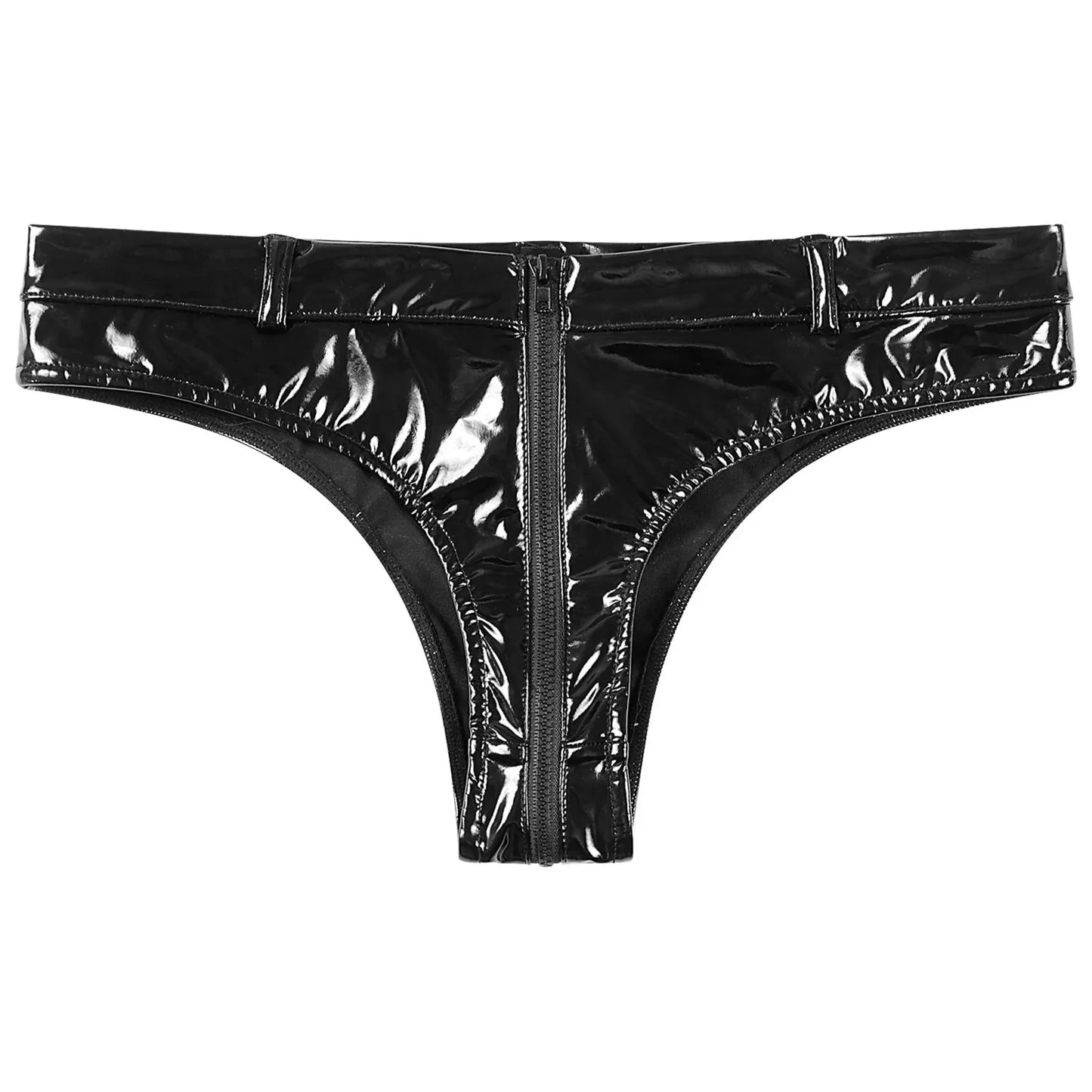 Lustrous Zip – Shorty Échancré Effet Vinyle