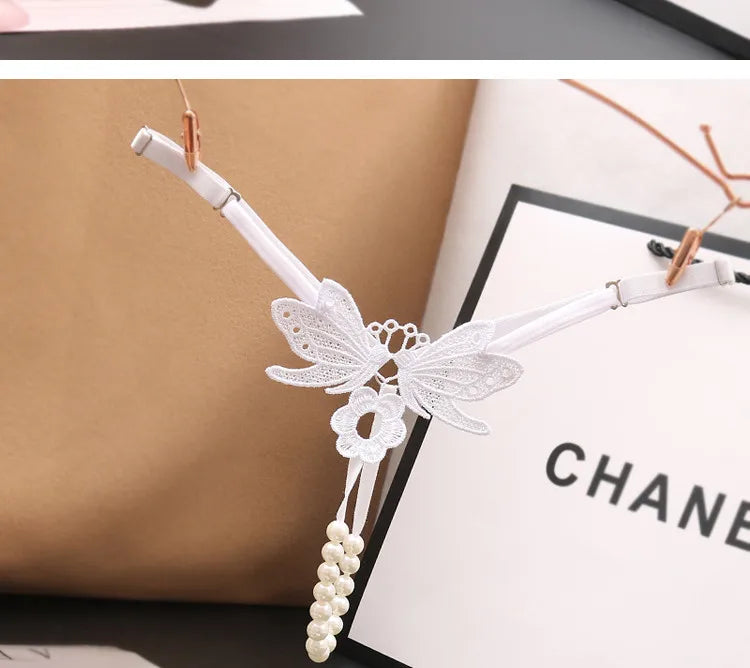 "Papillon de Minuit" – String Sexy avec Perles et Broderie Papillon
