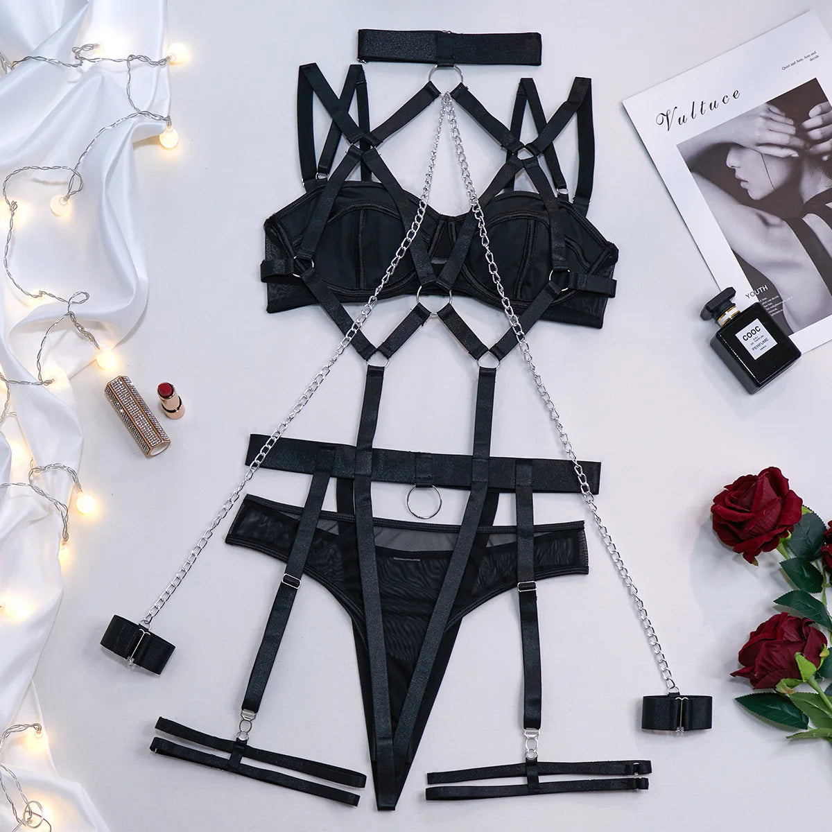 "Obsession Chain" – Ensemble Bondage Érotique 4 Pièces