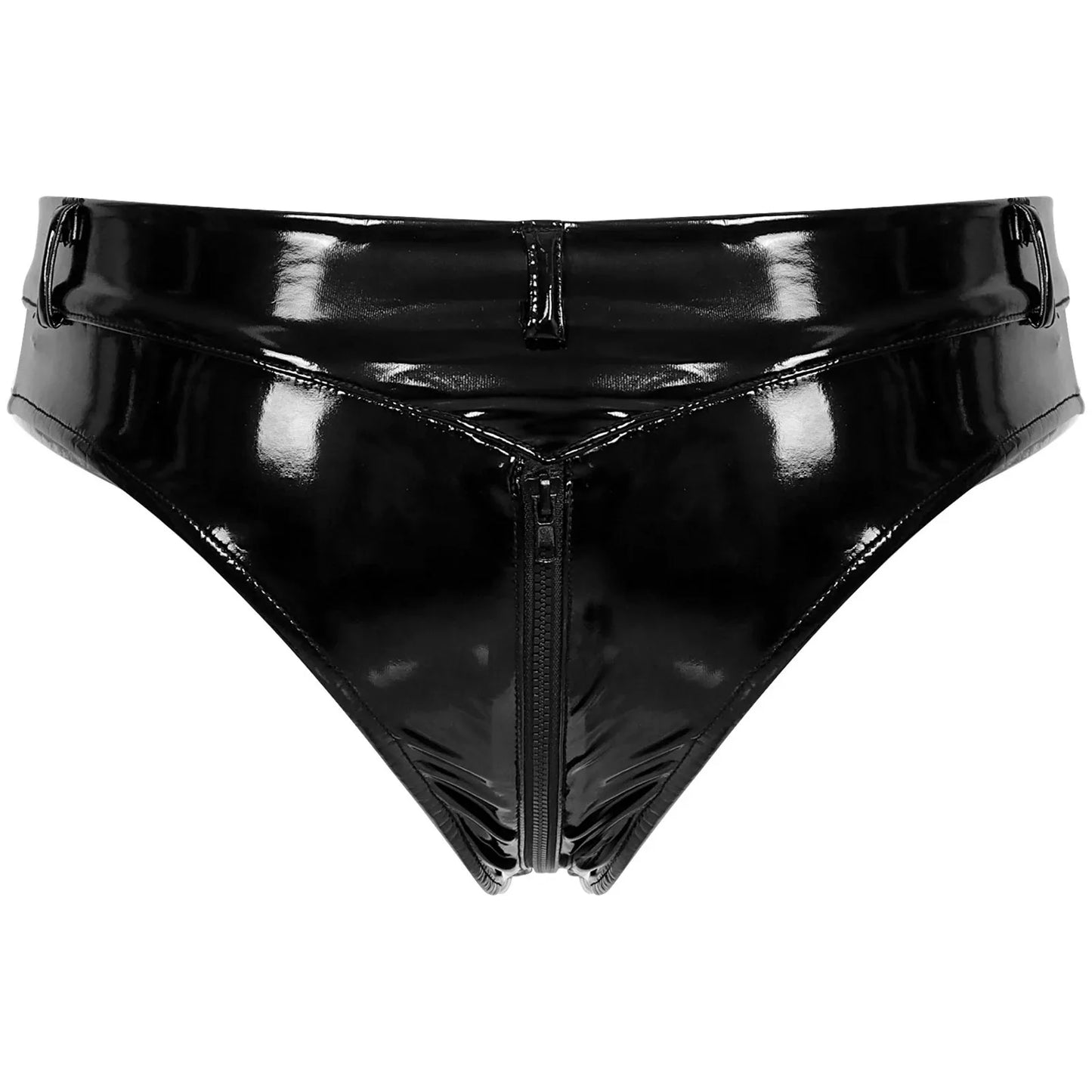 Lustrous Zip – Shorty Échancré Effet Vinyle