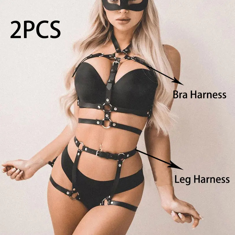 Harnais Sexy avec Jarretières – Lingerie Bondage & Gothique