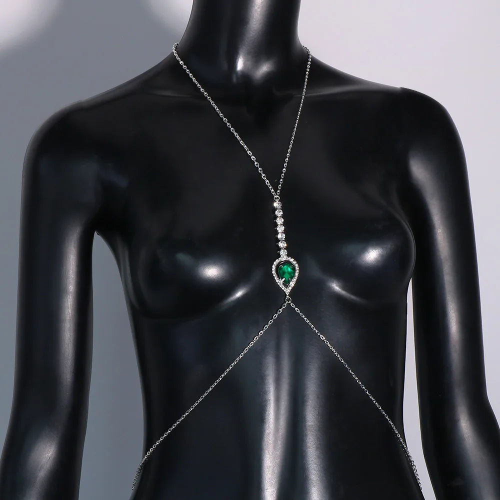 Emerald Glow – Chaîne de Poitrine Cristal Vert