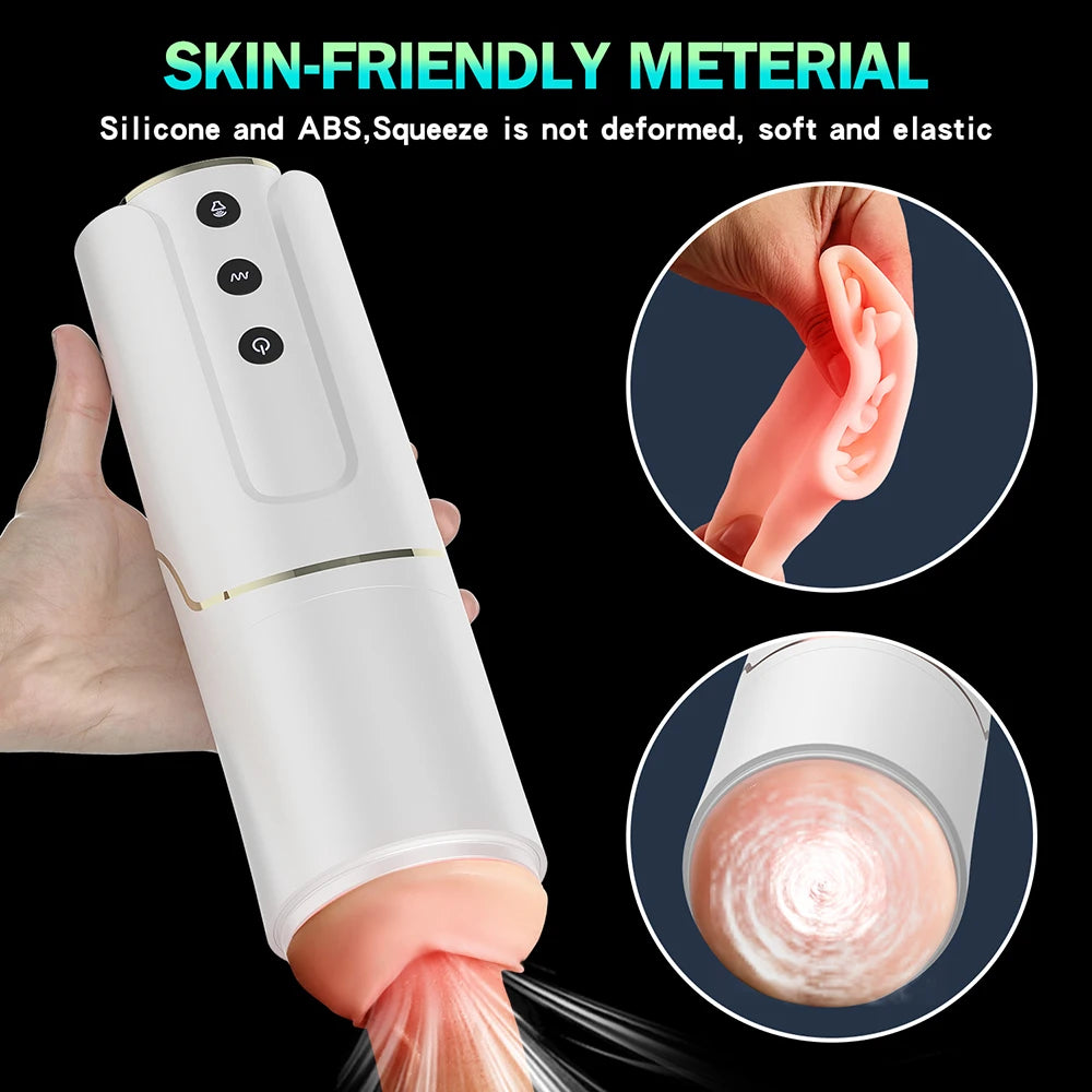 "PleasureMax" – Masturbateur Automatique Telescopique avec Rotation et Simulation de Sexe Oral