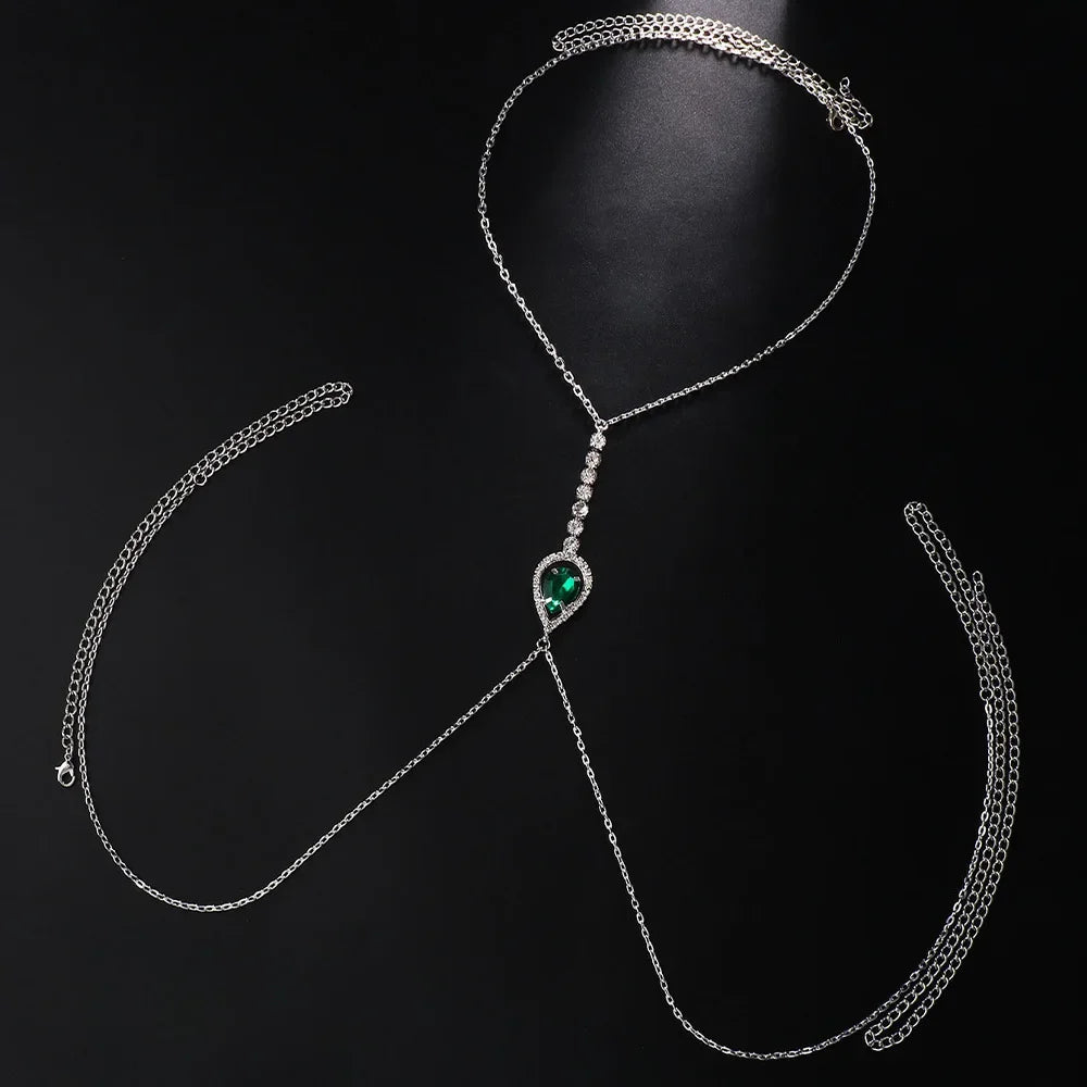 Emerald Glow – Chaîne de Poitrine Cristal Vert