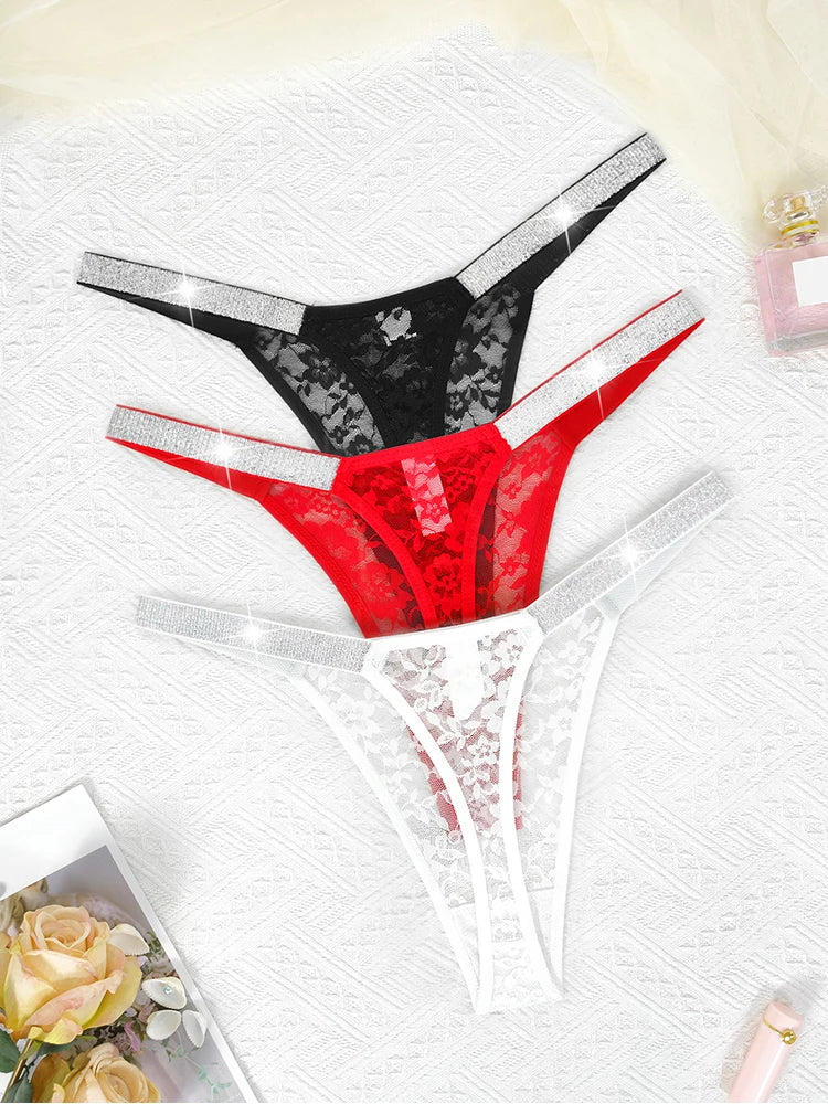 "Lace Temptation" – Lot de 3 Strings Sexy en Dentelle