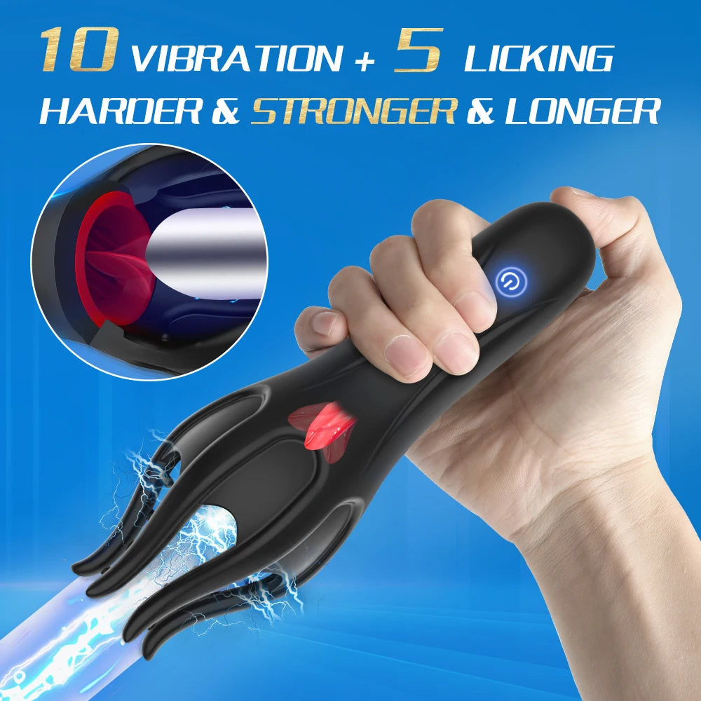 "LickMaster One" – Masturbateur Vibrant à Langue pour Stimulation du Gland
