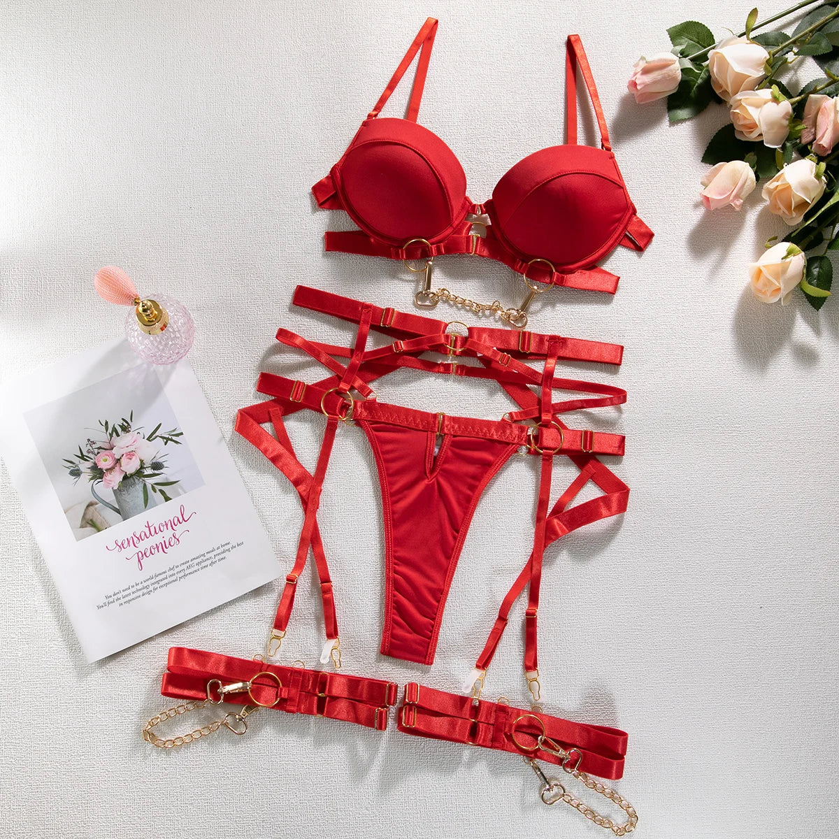 Eclipse Métallique – Ensemble Lingerie 5 Pièces