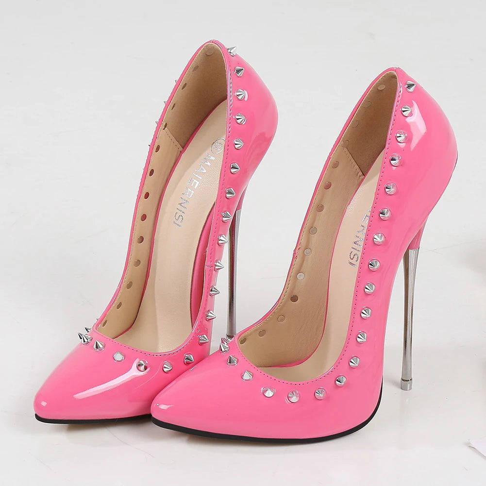 "16cm Red Spiked Fetish Stilettos" – Escarpins Extrêmes à Rivets pour Soirées Punk & Drag