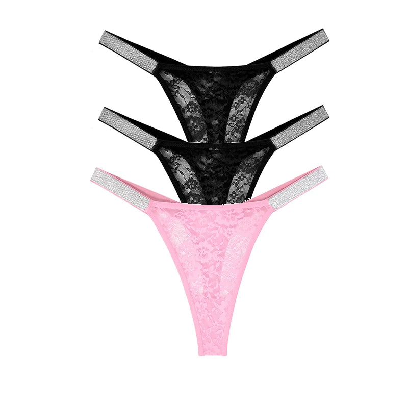 "Lace Temptation" – Lot de 3 Strings Sexy en Dentelle