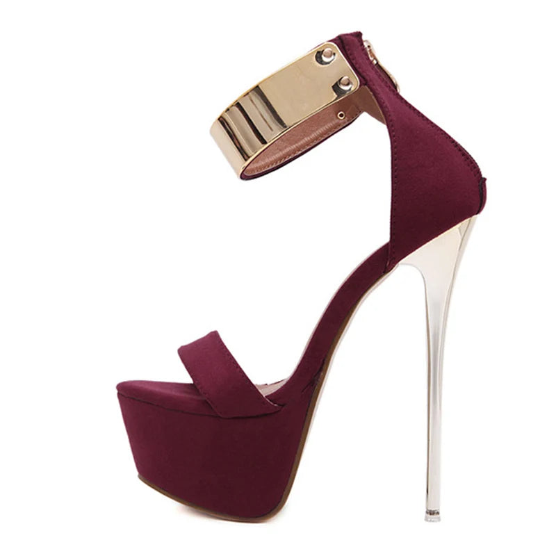 "Metallic Diva" – Sandales à Talon Ultra Haut & Bracelet Cheville Métallique