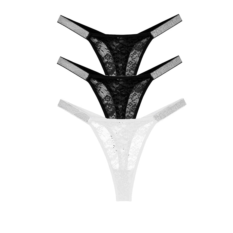 "Lace Temptation" – Lot de 3 Strings Sexy en Dentelle