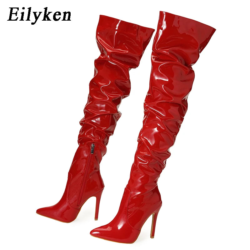 "Crimson Seduction – Bottes Haute Couture à Talons Hauts"