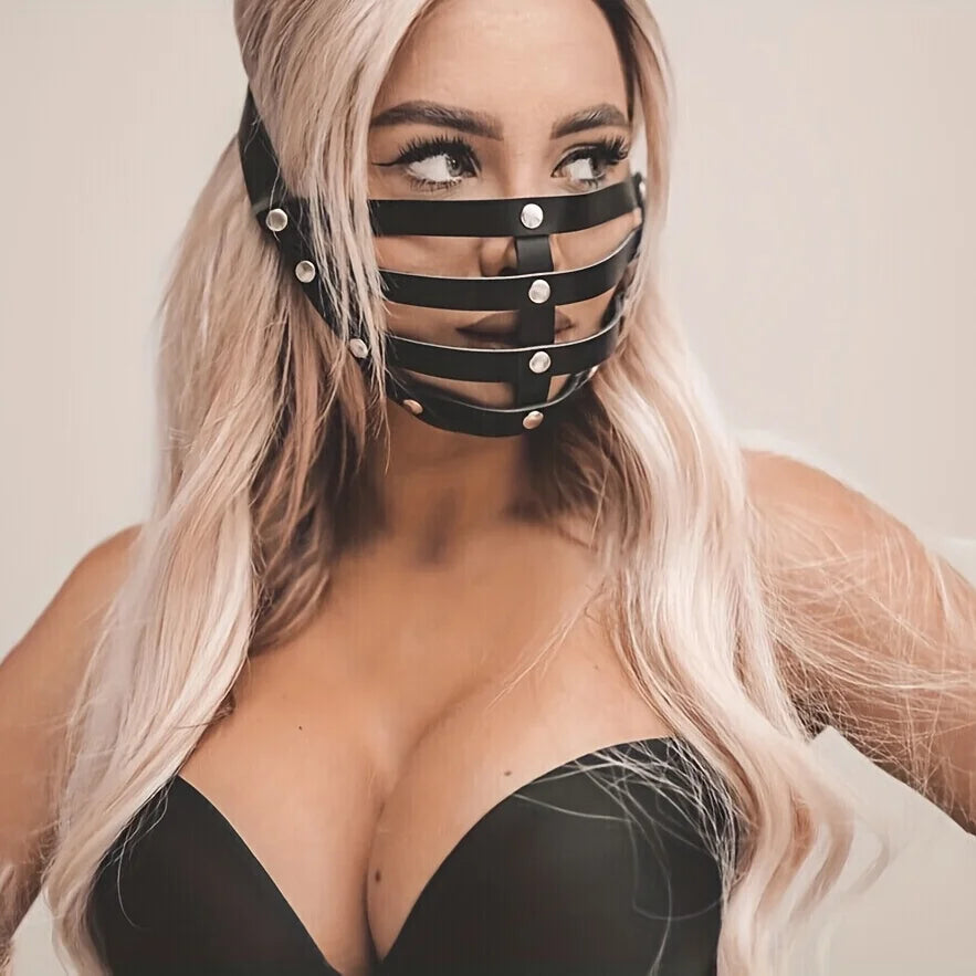 Masque Érotique en Simili Cuir – Accessoire BDSM et Cosplay