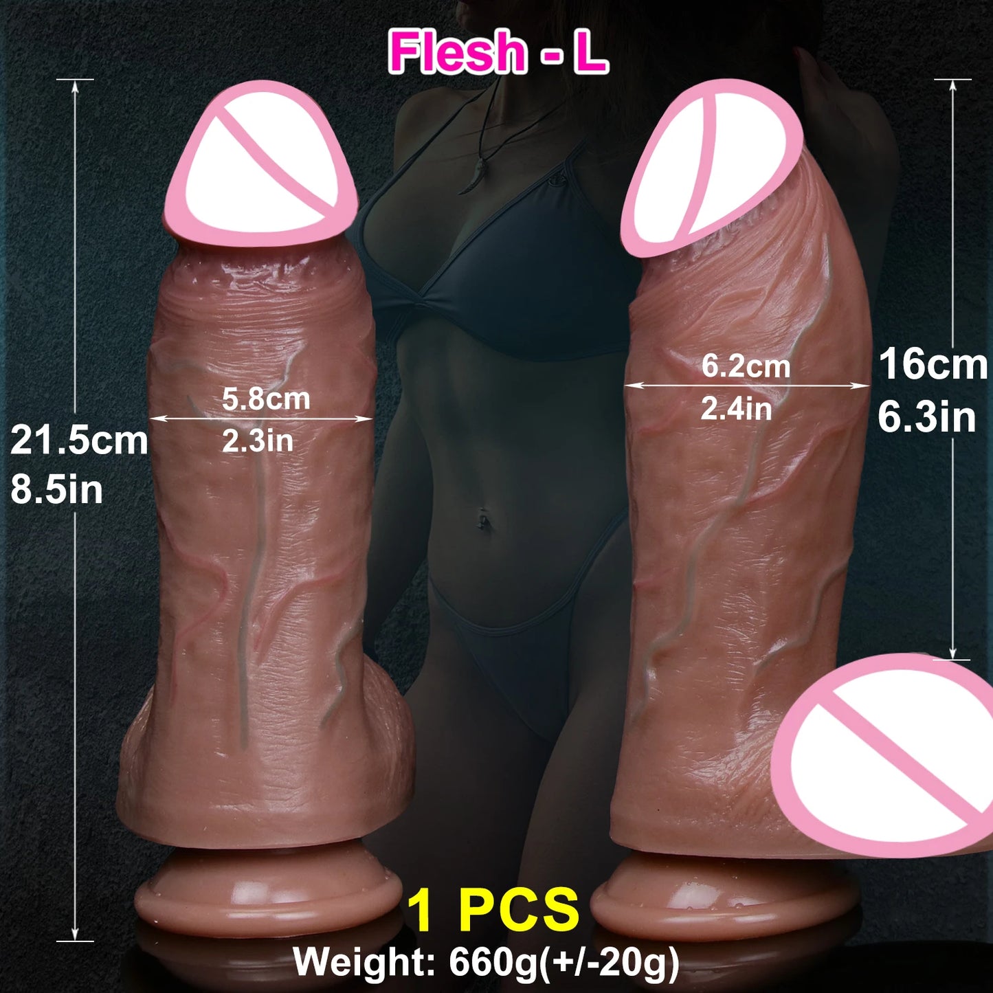 "DeepFeel DualSkin Dildo" – Gode Réaliste Épais à Ventouse