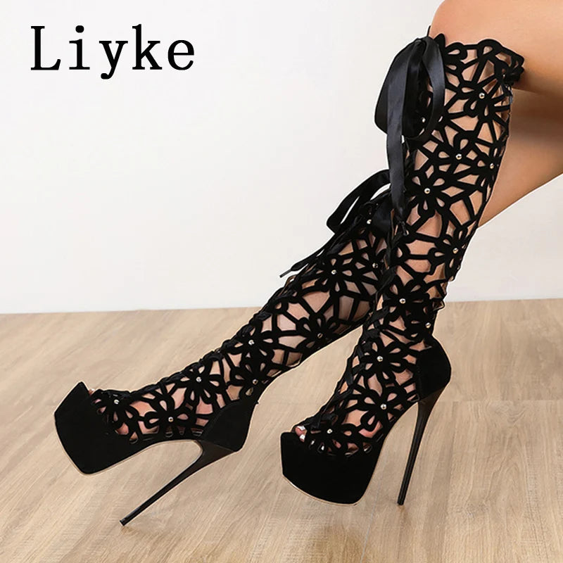 "Velvet Obsession – Bottes Ultra Hautes à Talons 16 cm"