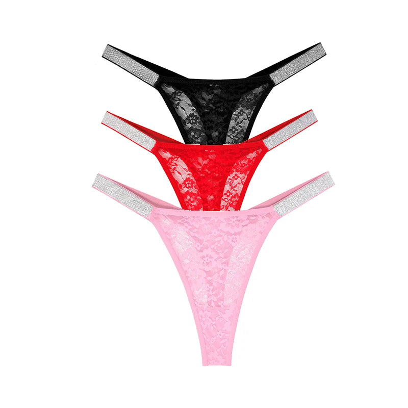 "Lace Temptation" – Lot de 3 Strings Sexy en Dentelle