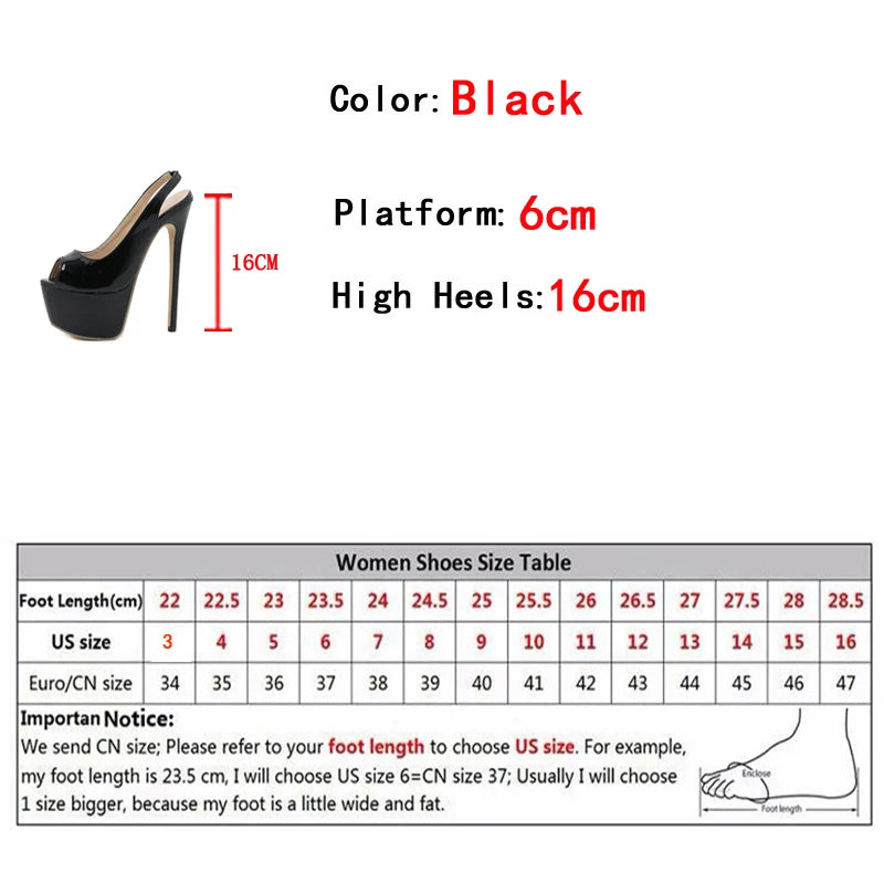 "16CM Peep Toe Platform Heels" – Escarpins Sexy à Talon Extrême pour Soirée & Pole Dance