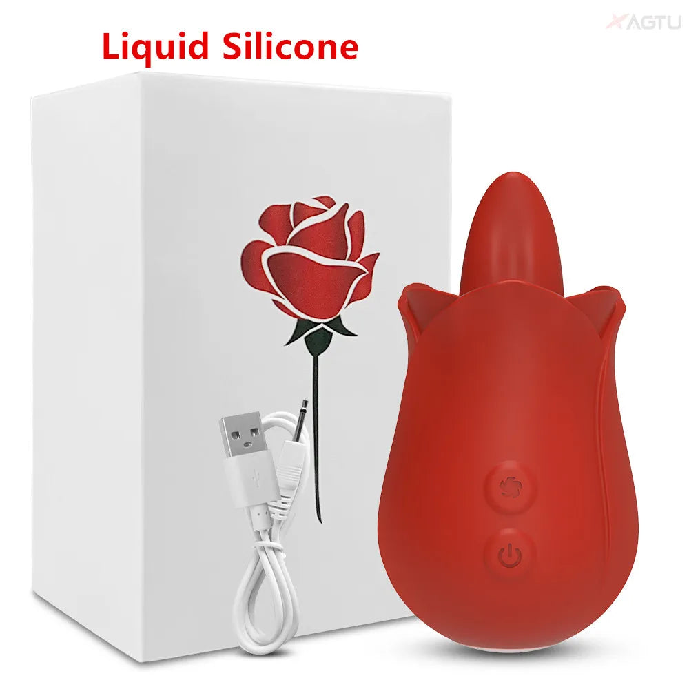 "RoseLick" – Vibrateur Licking Tongue pour Stimulation du Clitoris et des Mamelons