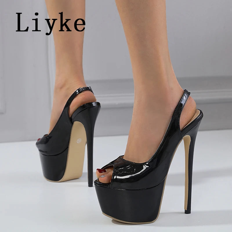 "16CM Peep Toe Platform Heels" – Escarpins Sexy à Talon Extrême pour Soirée & Pole Dance