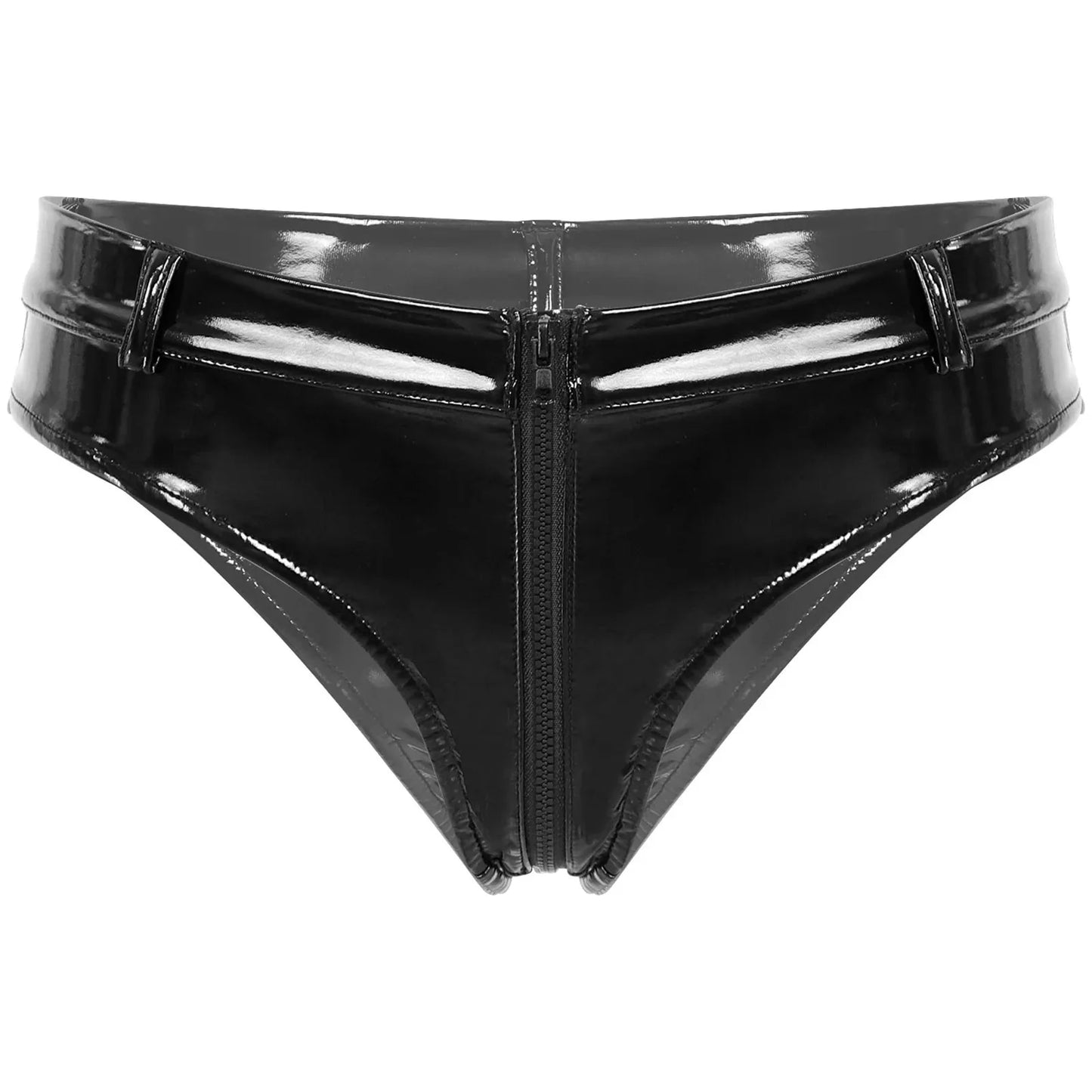 Lustrous Zip – Shorty Échancré Effet Vinyle