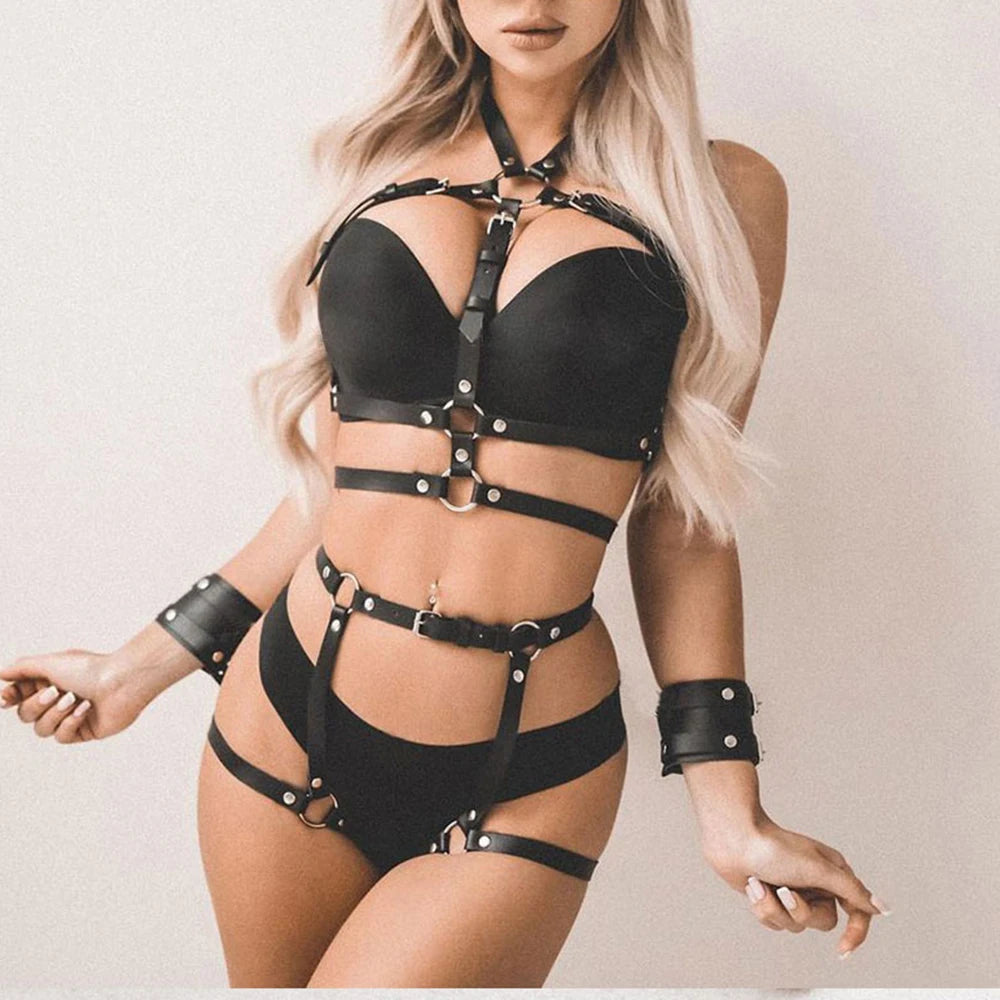 Harnais Sexy en Simili Cuir – Lingerie Bondage & Gothique