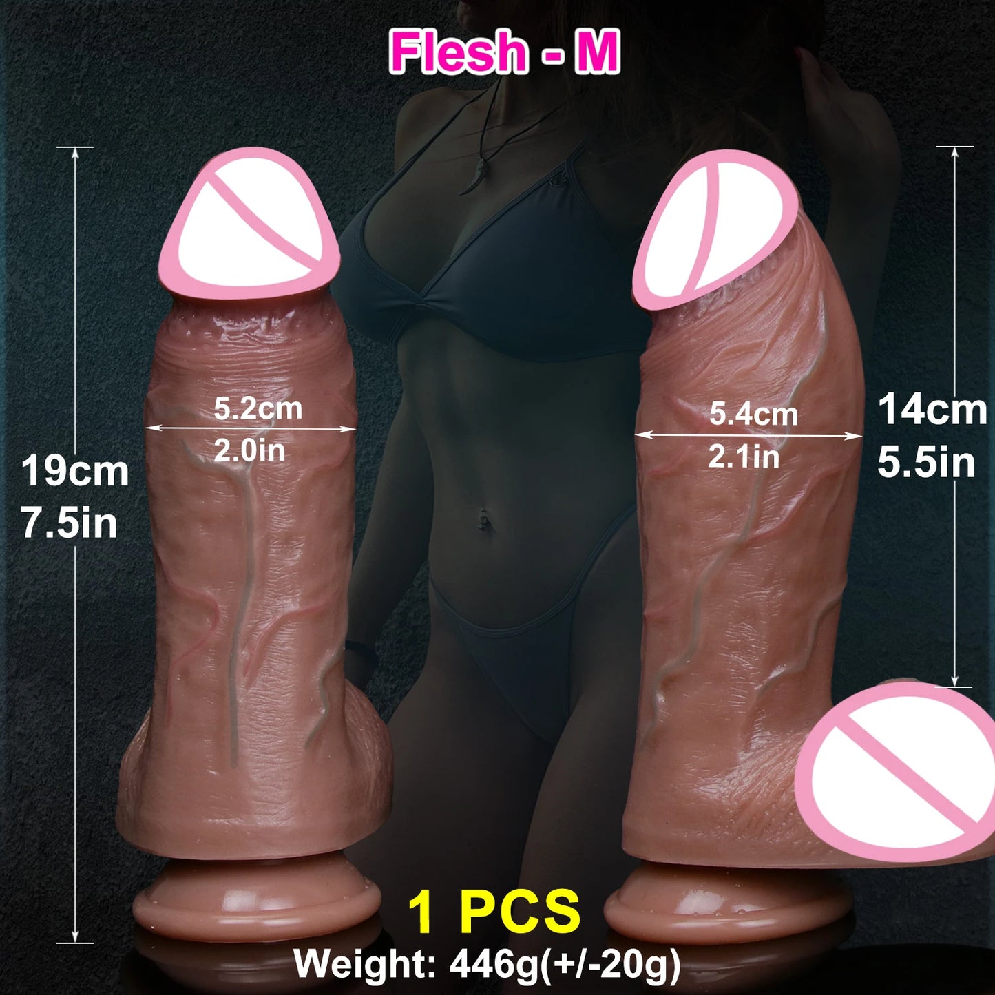 "DeepFeel DualSkin Dildo" – Gode Réaliste Épais à Ventouse
