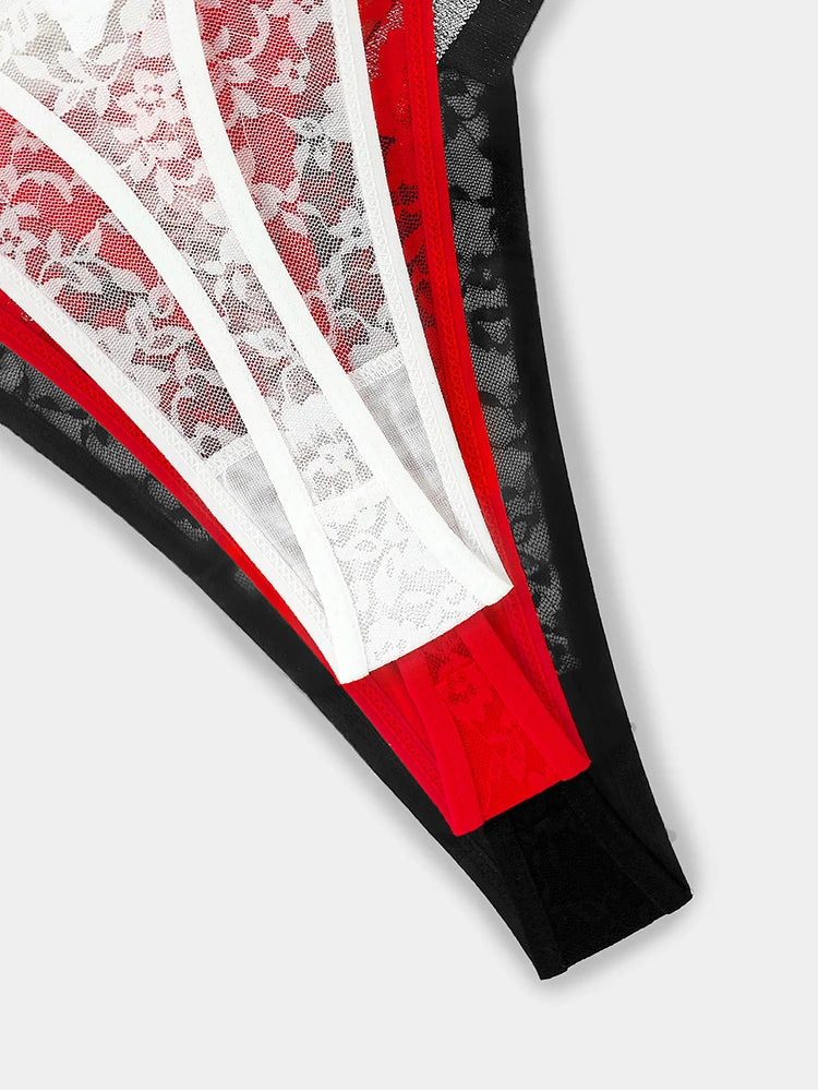 "Lace Temptation" – Lot de 3 Strings Sexy en Dentelle