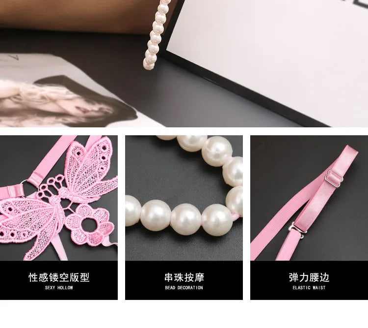 "Papillon de Minuit" – String Sexy avec Perles et Broderie Papillon