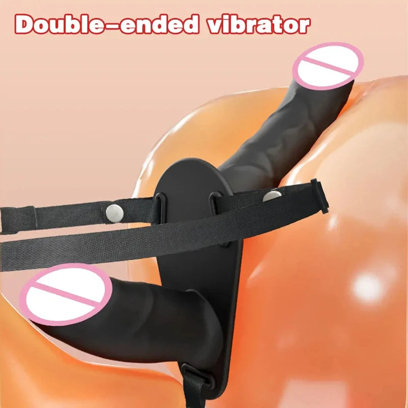 "DualPleasure" – Dildo Vibrant à Double Tête avec Ceinture Réglable pour Couples