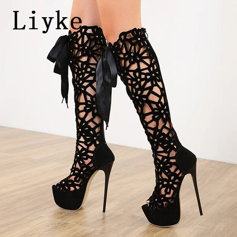 "Velvet Obsession – Bottes Ultra Hautes à Talons 16 cm"