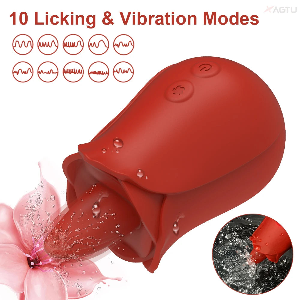 "RoseLick" – Vibrateur Licking Tongue pour Stimulation du Clitoris et des Mamelons